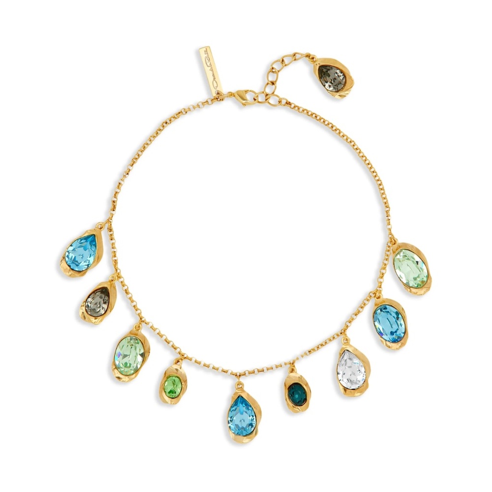 Oscar De La Renta Multicolored Crystal Necklace Blue